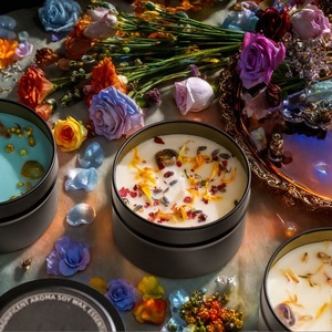 Yilan nero barattolo di latta di <span class=keywords><strong>soia</strong></span> cera di san valentino con candela profumata a fiori per casa e camera da letto fragranza di cristallo energetico aromaterapia - Product Image 3