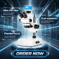 Microscope stéréo industriel avec écran LCD, indice de protection IP55, binoculaire, source de lumière supérieure et inférieure, grossissement 3,5-50X pour montres
