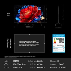 <span class=keywords><strong>TCL</strong></span> 85T5M Téléviseur <span class=keywords><strong>Android</strong></span> 85 pouces QD-Mini LED Haute Définition Intelligent Quantum Dot avec Commande Vocale Fabriqué en Chine Emballage Standard Officiel - Product Image 5