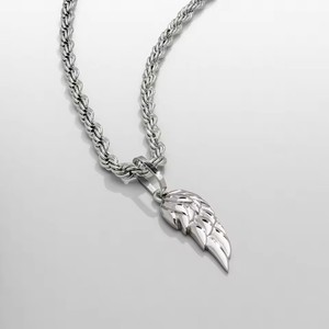 Collar con colgante de alas doradas y plateadas para hombres y mujeres, estilo hip-hop, cadena de aleación, joyería unisex, amuleto con temática cristiana - Product Image 4