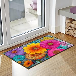 Tapis de bain en diatomite à motif floral peint à l'huile en 3D personnalisé, séchage rapide, antidérapant, en caoutchouc, pour salle de bain, toilettes, style moderne, hôtels - Product Image 3