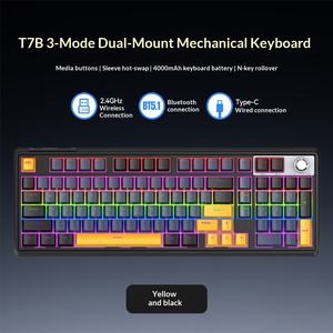 T-WOLF T78 Keyboard Mekanikal sumbu merah, tiga Mode untuk RGB e-sports Full Key Multi tombol anti-hantu yang dapat diprogram USB tipe-c - Product Image 6