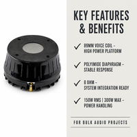 Haut-parleur audio professionnel à diaphragme en polyimide de 89 mm, 300 W max, 8 ohms, pour projets OEM/ODM de marques audio automobiles