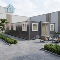 Maison conteneur extensible de 40 pieds avec cuisine à panneaux sandwich, 0-5 chambres, mini-maison préfabriquée au design moderne, unité d'habitation complémentaire 1A