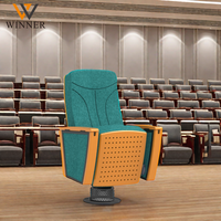Kursi Auditorium Bioskop Premium Kain Busa Elastis Rebound Senyap Rangka Kayu Logam Meja Tulis untuk Sekolah Gereja