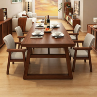 Ensemble de table à manger rectangulaire en bois, 1 table et 4 chaises, mobilier de salle à manger pour restaurant commercial, idéal pour petit appartement ou maison en location