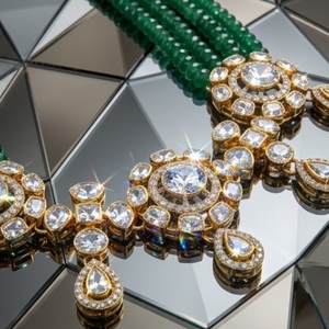 Parure de collier et boucles d'oreilles en argent 925 plaqué argent avec perles de moissanite verte, bijoux de mariée, cadeau pour mariage et soirée - Product Image 6
