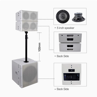 Altavoces Line Array Dobles de 5 Pulgadas con Subwoofer Activo Único de 12 Pulgadas y DSP Digital para Sistema de Sonido de Hogar, Conferencias y Escenario de 8 Ohmios