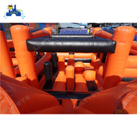Parcours d'obstacles gonflable commercial orange avec toboggan, équipement de terrain de jeu gonflable extérieur pour enfants pour location en parc d'attractions