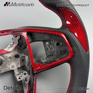 Volante de fibra de carbono forjado rojo personalizado para Honda Civic Si Type-R FK8 Coupe 10ª generación 2016-2021 CR-V - Product Image 4