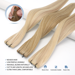 <span class=keywords><strong>Extensiones</strong></span> de Cabello Humano 100% Lanmuse Double Drawn Genius Weft, <span class=keywords><strong>Extensiones</strong></span> de Cabello Europeo de Belleza, Trama Invisible, Venta al Por Mayor - Product Image 4