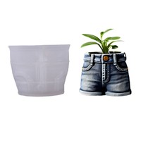 Moule DIY en gel pour pots de fleurs et ornements, moule en ciment pour pot d'aromathérapie en forme de jean