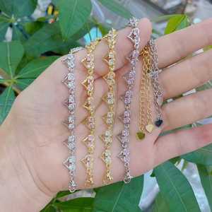 Colección de Pulseras Estilo Dulce y Hip Hop, con Zirconia en Forma de Corazón y Cabeza de Leopardo, Eslabones Cubanos, Chapado en Oro de 18K, Joyería Ajustable - Product Image 6