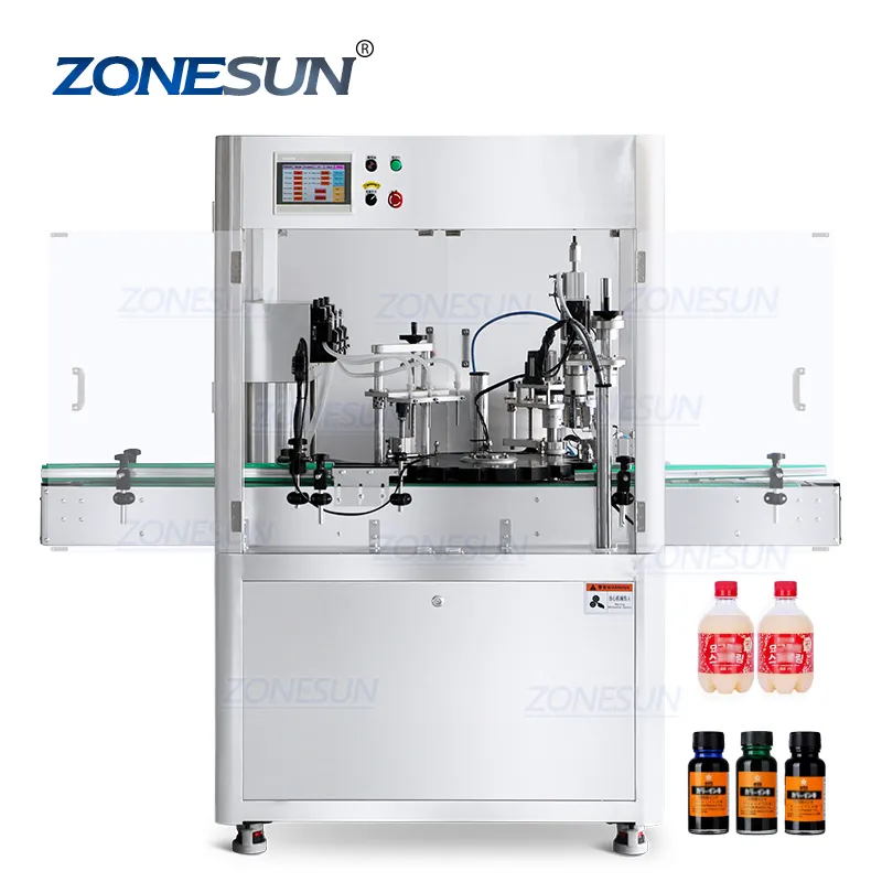 ZONESUN pompa peristaltik ZS-AFC28, mesin pengisian dan tutup cair otomatis botol berputar kecepatan tinggi