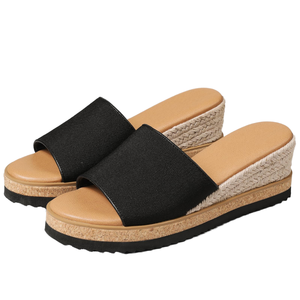 Elegant Women's <strong>Wedge</strong> Platform Sandals Summer <strong>Espadrille</strong> Slippers Lightweight Hemp Rope Slides Plus Size EU 36-43 Beach Shoes - Product Image 1