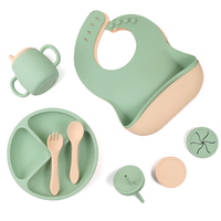 Ensemble d'alimentation pour bébé 2025 : Bavoirs classiques réutilisables en silicone, cadeau pour nouveau-né avec assiette, bol, fourchette et cuillère