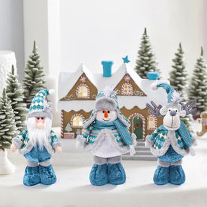 Décorations de Noël personnalisables extensibles en peluche bleue Père Noël bonhomme de neige ornements de renne jouets de vacances cadeaux de Noël - Product Image 3