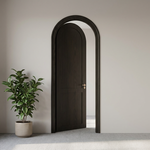 ZS Maßgefertigte Luxus-Inneneinrichtungen Neuestes Design Einfache Teakholz Schlafzimmer Badezimmer Französischer Stil Gewölbte Massivholztür - Product Image 5