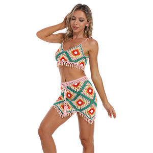 <span class=keywords><strong>Bikini</strong></span> de ganchillo hecho a mano para la playa, minifalda cuadrada para la abuela, traje de baño, <span class=keywords><strong>Bikini</strong></span> de punto con textura - Product Image 5