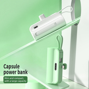 Mini 5000mah taşınabilir şarj cihazı kompakt yerleşik kablolar küçük kapsül tasarımı 3 in 1 güç banka 10W çıkış tutucu ile - Product Image 3