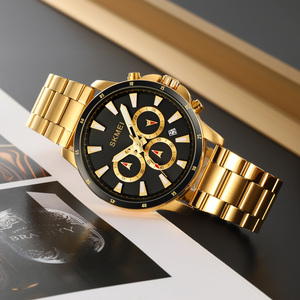 Reloj cronógrafo redondo para hombre, reloj de pulsera de lujo de acero inoxidable, reloj de cuarzo resistente al agua 30M - Product Image 1