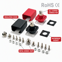 Connecteur de batterie de stockage d'énergie à montage sur panneau, borne à courant élevé, en cuivre étamé, avec couvercle isolant PA rouge et noir