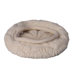 Béret en laine pour femme, bonnet tricoté style coréen, chaud, crème, noir, gris, rouge, beige - Product Image 5