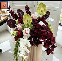 Fleurs artificielles orchidées et hortensias réalistes bordeaux pour centre de table, décorations de mariage pour réception et toile de fond de scène