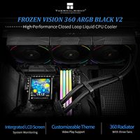 Refrigerador líquido para CPU todo en uno Thermalright Frozen Vision 360 ARGB Black V2 con pantalla LCD cuadrada de 2,88 pulgada