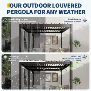 Pérgola de 10X12 Pies <span class=keywords><strong>con</strong></span> Techo Impermeable Ajustable Independiente, Pérgola Exterior de Aluminio <span class=keywords><strong>con</strong></span> Rejillas Ajustables - Product Image 5