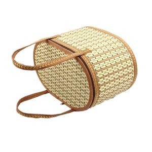 Customizable Oval Rustic Mooncake <b>Folding</b> Bamboo Woven <b>Storage</b> Basket Dazha Crab Zongzi Gift <b>Box</b> - Product Image 2