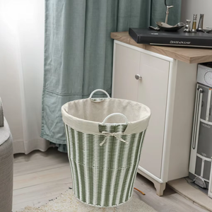 Bestseller Cesto Portabiancheria Rotondo Bianco di Alta Qualità in Vimini e Rattan - Product Image 3