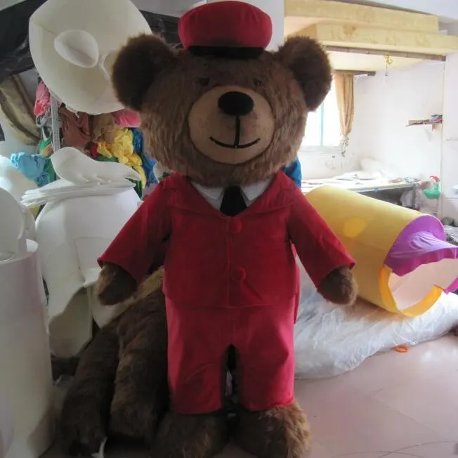 Hoge Kwaliteit Oem Pluche Stripfiguur Rode Teddybeer Mascotte Kostuum Voor Volwassenen