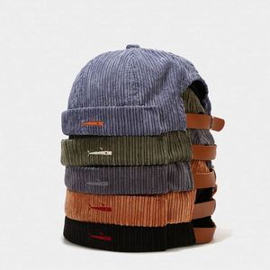 Men Women Retro Literary <b>Small</b> Docker Hat Corduroy Trend Street Hip-Hop Cotton Docker Hat with Custom Embrodidrey logo - Product Image 1