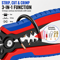 SJ-D2 Pince à dénuder, à sertir et à couper 3-en-1, AWG10-24 (0,2-6,0 mm²), avec butée de longueur réglable, mâchoires dentelées pour fils multiconducteurs