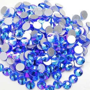 Yantuo kualitas tinggi Capri biru AB SS20 berlian imitasi kristal tidak panas memperbaiki belakang datar untuk seni kuku