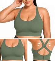 Soutien-gorge de sport grande taille à maintien élevé, respirant, élastique, sans coutures, dos croisé, avec fermeture à agrafes, pour le yoga, la course, la gym et le fitness
