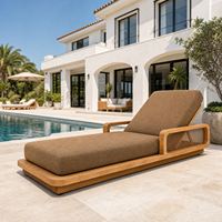 Chaise longue de luxe en teck pour l'extérieur, résistante aux intempéries, pour patio, piscine, villa, jardin, meubles de détente