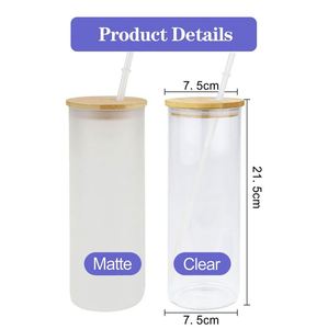 Vaso de vidrio esmerilado transparente para sublimación, para café helado, cerveza, botella recta, venta al por mayor, 20oz, 25oz, tazas de vidrio - Product Image 2