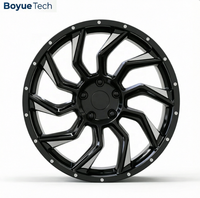 Jante en alliage d'aluminium forgé monobloc Boyue Gloss Black Beadlock à rayons fendus 16-24 pouces PCD 5108/5112/5114.3/5115/5120/5130 SUV