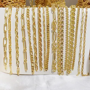 18Kgold filled chain accessories for jewelry Cuban Figaro Miami Twisted paperclip chain necklace jewelry roll chain accessories