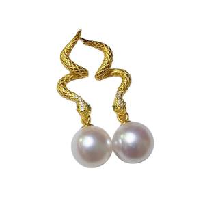 Aretes de Plata S925 22460, Accesorios de Perlas para DIY, Bandeja Hueca, Joyería de Serpiente Espiritual, Aretes con Cuentas de 9-13mm, Aretes Colgantes de Moda - Product Image 5