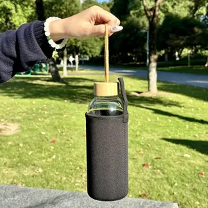 Biểu Tượng Tùy Chỉnh Tái Sử Dụng Thăng Hoa 25oz34oz Chai Nước Thủy Tinh Thời Gian Nhà Sản Xuất Rõ Ràng Cấp Thực Phẩm Thủy Tinh Uống Chai Với Nắp Tre Dây - Product Image 2