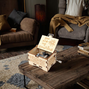 Tu sei il mio sole inciso in legno Vintage carillon manovella a mano stile retrò regalo per gli amanti amici e familiari - Product Image 4