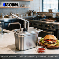 Heavybao Handmatige 3L Hendelbediende RVS Sauspomp Dispenser Complete Set voor Fastfood Catering Buffet Keuken