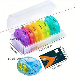 Boîte à pilules portable JH Medibox 7 jours en plastique PP, compartiment double amovible, personnalisable couleur et logo – Meilleures ventes - Product Image 2