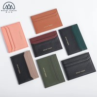 Dompet Kartu Bisnis Minimalis Tipis Anti-RFID Kulit Mewah Modis dengan Logo Cetak Kustom