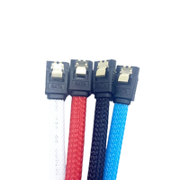 Kabel Data HDD SDD lurus 6Gbps, kabel kepang nilon SATA 3.0 dengan kait pengunci untuk SATA HDD, SSD, Driver CD