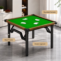 Table de Mahjong Pliante avec 4 Chaises, Cadre en Acier, Tapis Vert, Table de Mahjong Gain de Place pour Jeu en Famille, Logo Personnalisé OEM