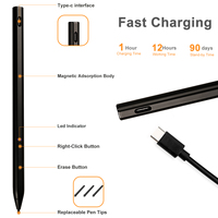 Pensil Stylus Logam Magnetik Khusus untuk Microsoft Surface Pro 3/4/5 Sensitif Tekanan Pengisian Daya Tipe-C Daya Tahan Baterai 12 Jam